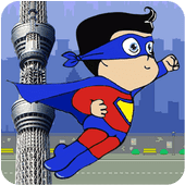 超人冒险飞在城市