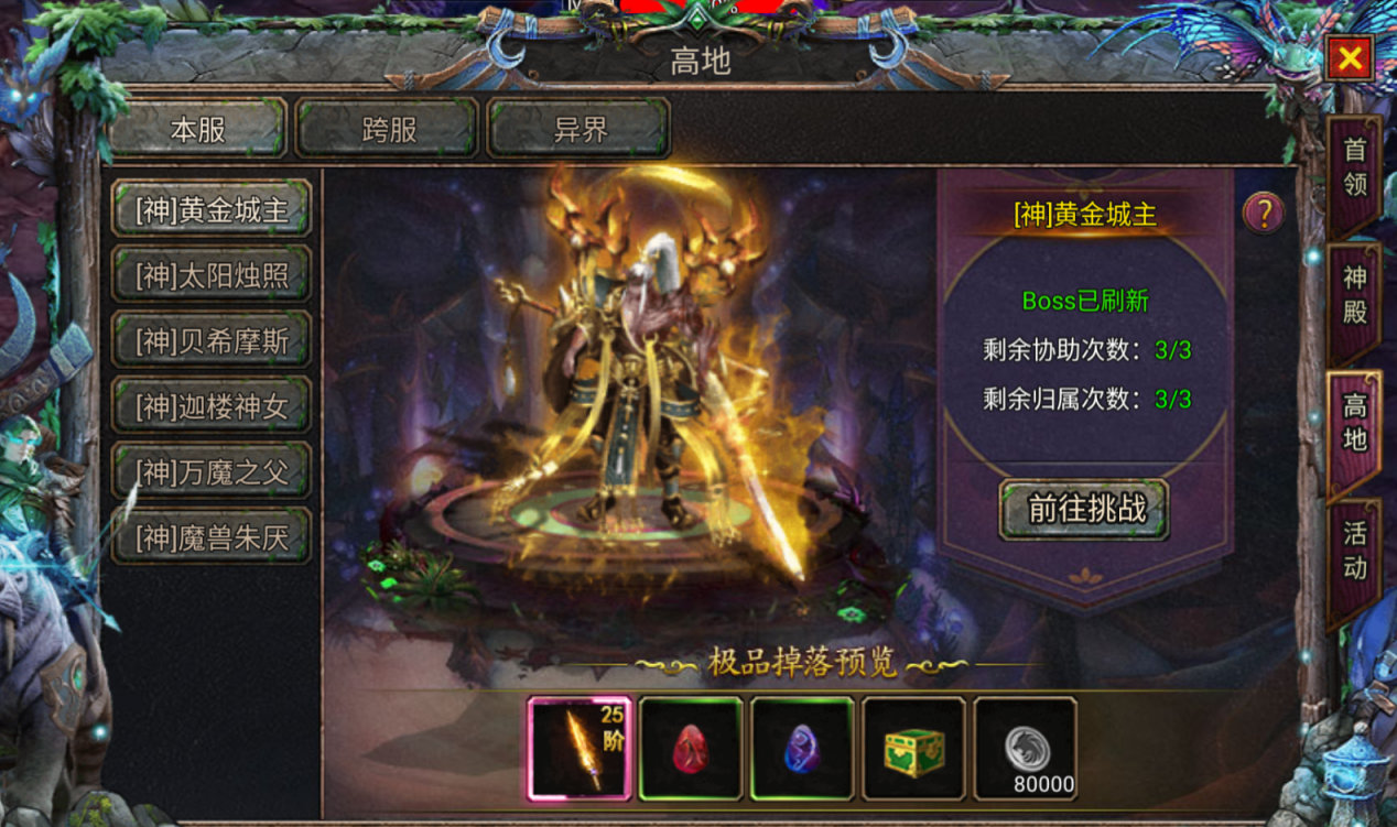 暗黑之城骷髅传奇999亿金币版挑战高地BOSS