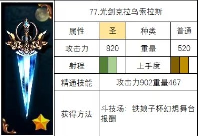 《神之天平》光剑克拉索乌拉斯怎么获得